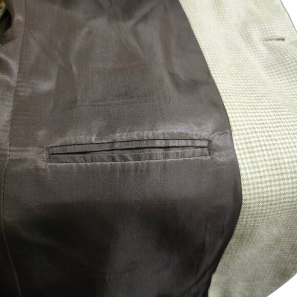 Brooks Brothers 346 Tan Houndstooth Silk Wool Linen Single Breasted Blaz… - Picture 7 of 12